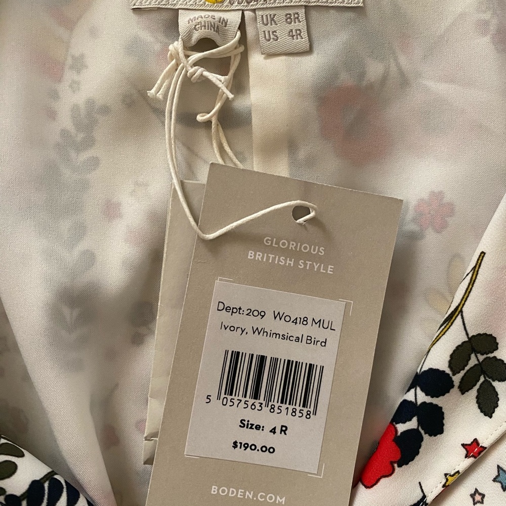 Boden White Maxi Dress with Navy Stripes and Multicolor Floral Print - Picture 6 of 7